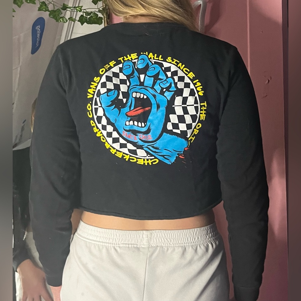 vans black cropped long sleeve